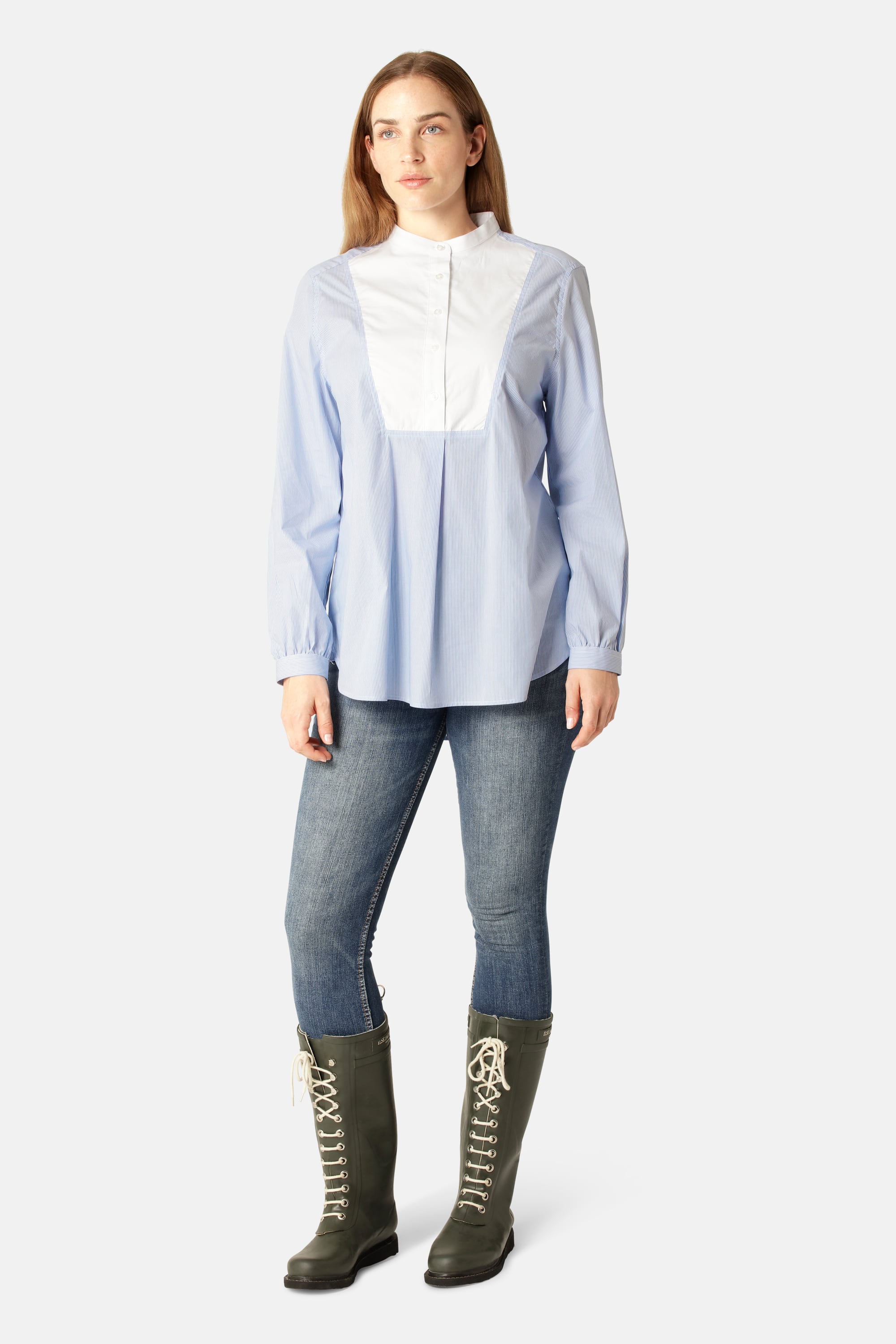 Klassisches Hemd Verlängertes Rückenteil Streifen - Heather